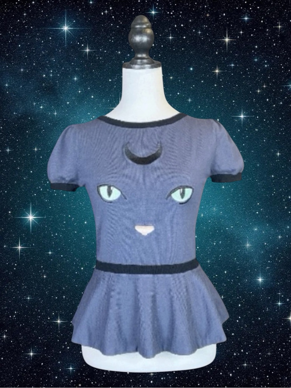 ModCloth x Collectif Retro Goth Whimsigoth Dark Academia Maximalist Cat Top M